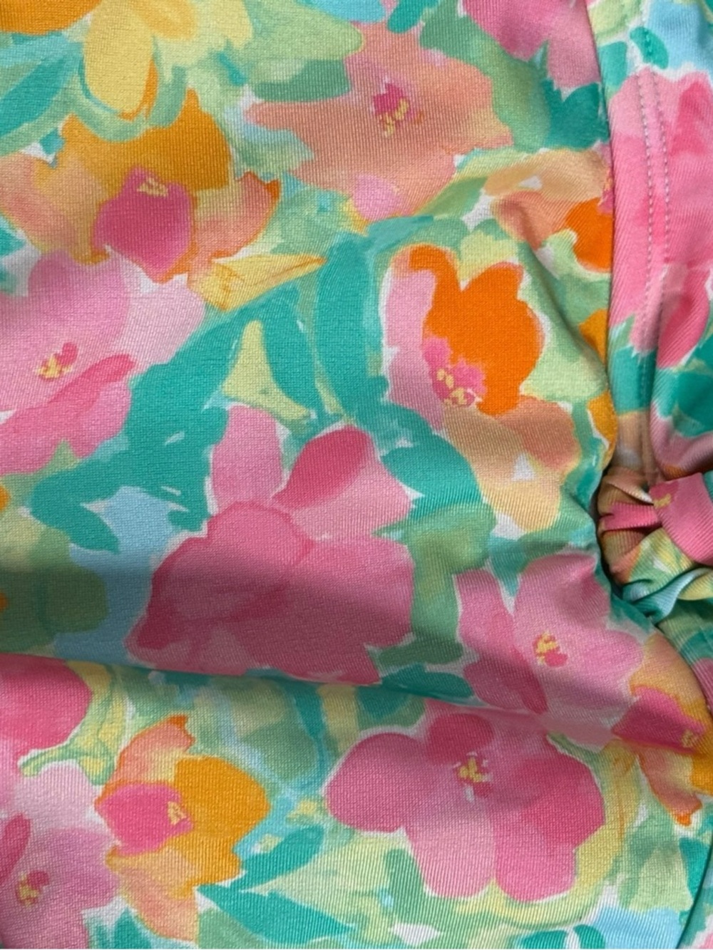 Cat & Jack Floral Print Swimwear Top - Pink & Aqua